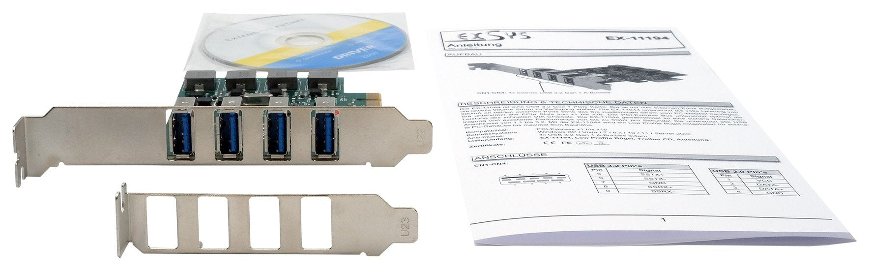 Pci-Karte 4p Usb 3.2 Gen1 Inkl.Lowprofilebügel Renesas D720201