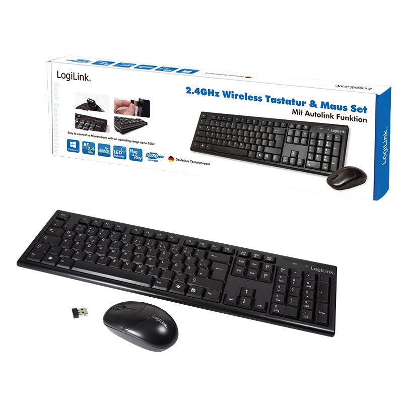Teclado Aleman Logilink Id0104 Rf Inalámbrico Qwertz Negro