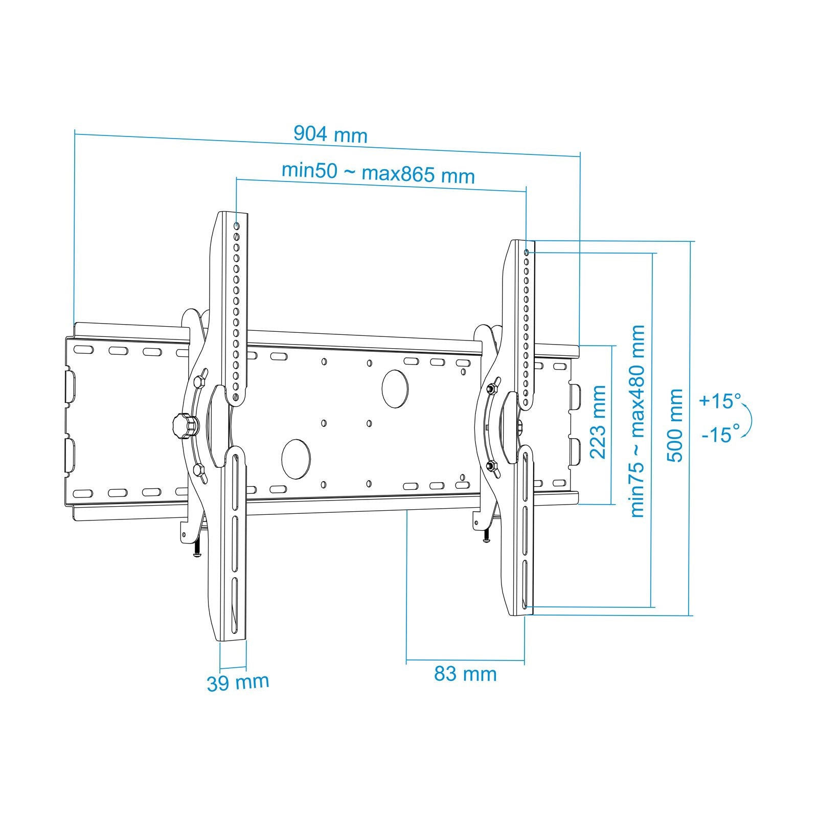 Tooq Soporte Fijo De Pared Para Tv De 37"-70" - Inclinable - Peso Max 75kg - Vesa 600x400mm - Negro