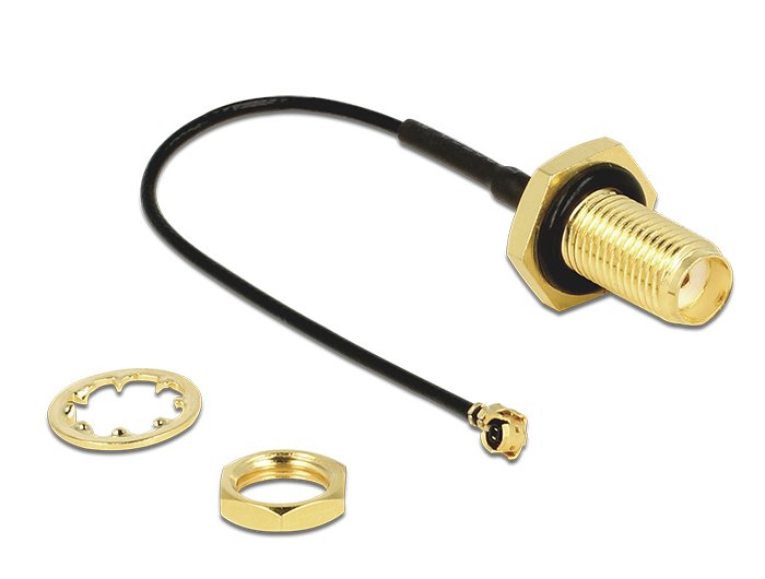 Delock 88965 Antena Cable Sma Mampara Hembra A I-Pex Inc., Mhf® I Macho 1.13 10 Cm Longitud De Hilo 10 Mm A Prueba De Salpicaduras