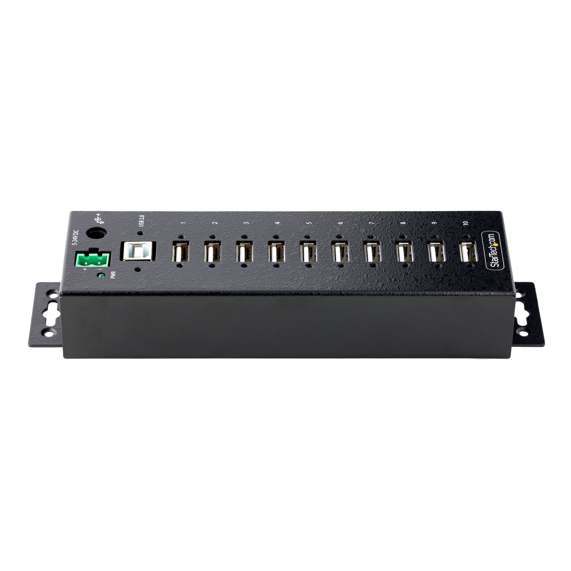 Startech Hub Usb 2.0 De 10 Puertos Con Protección De Esd De Nivel 4 Pared, Din Con Puertos Bloqueables