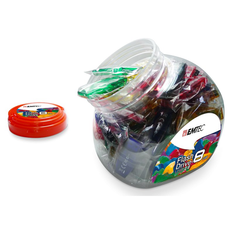 EAN 3126170122223 - Emtec C410 Color Mix - Candy Jar 2.0 unidad flash USB 8 GB USB tipo A Azul, Verde, Púrpura, Rojo, Amarill imagen 2