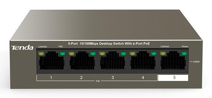 Tenda Switch 5 Puertos Fe Tef1105-4-63w 58w (4x Poe)