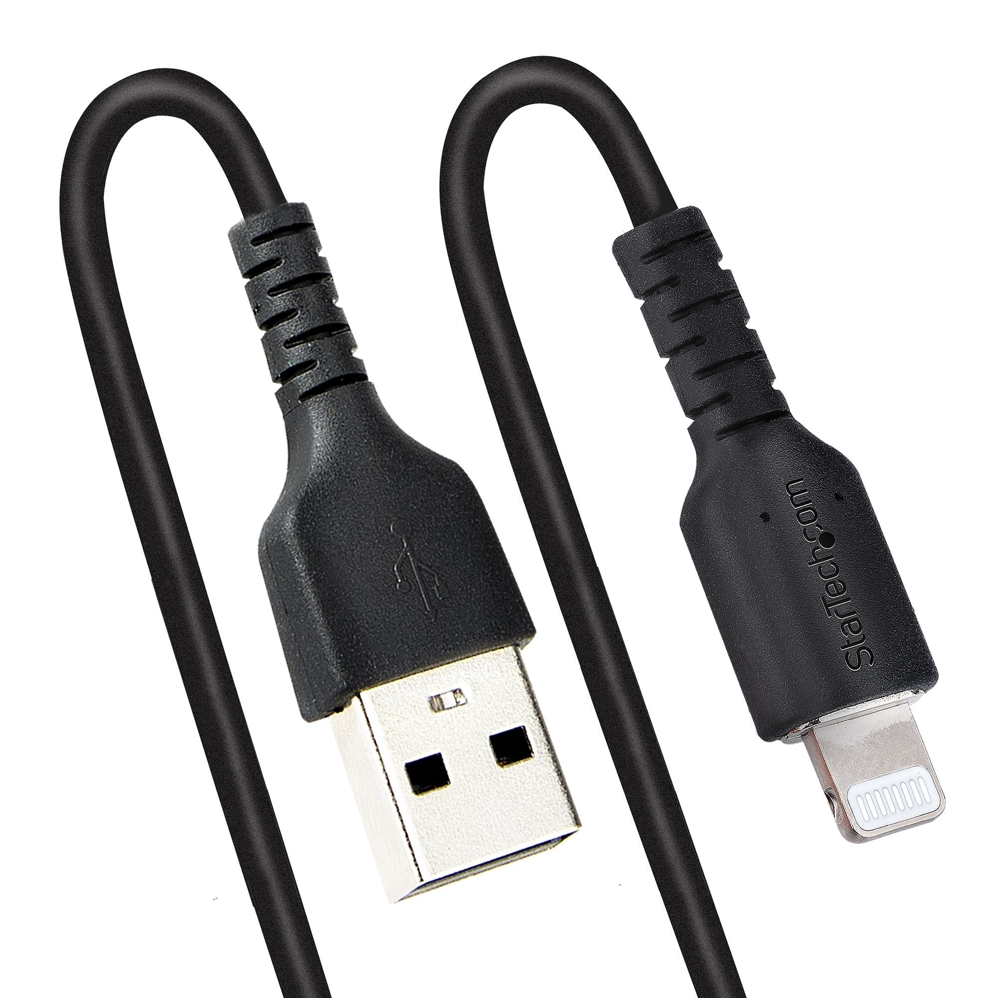Usb To Lightning Cable - 50cm Cabl (20in) Coiled Cable Black