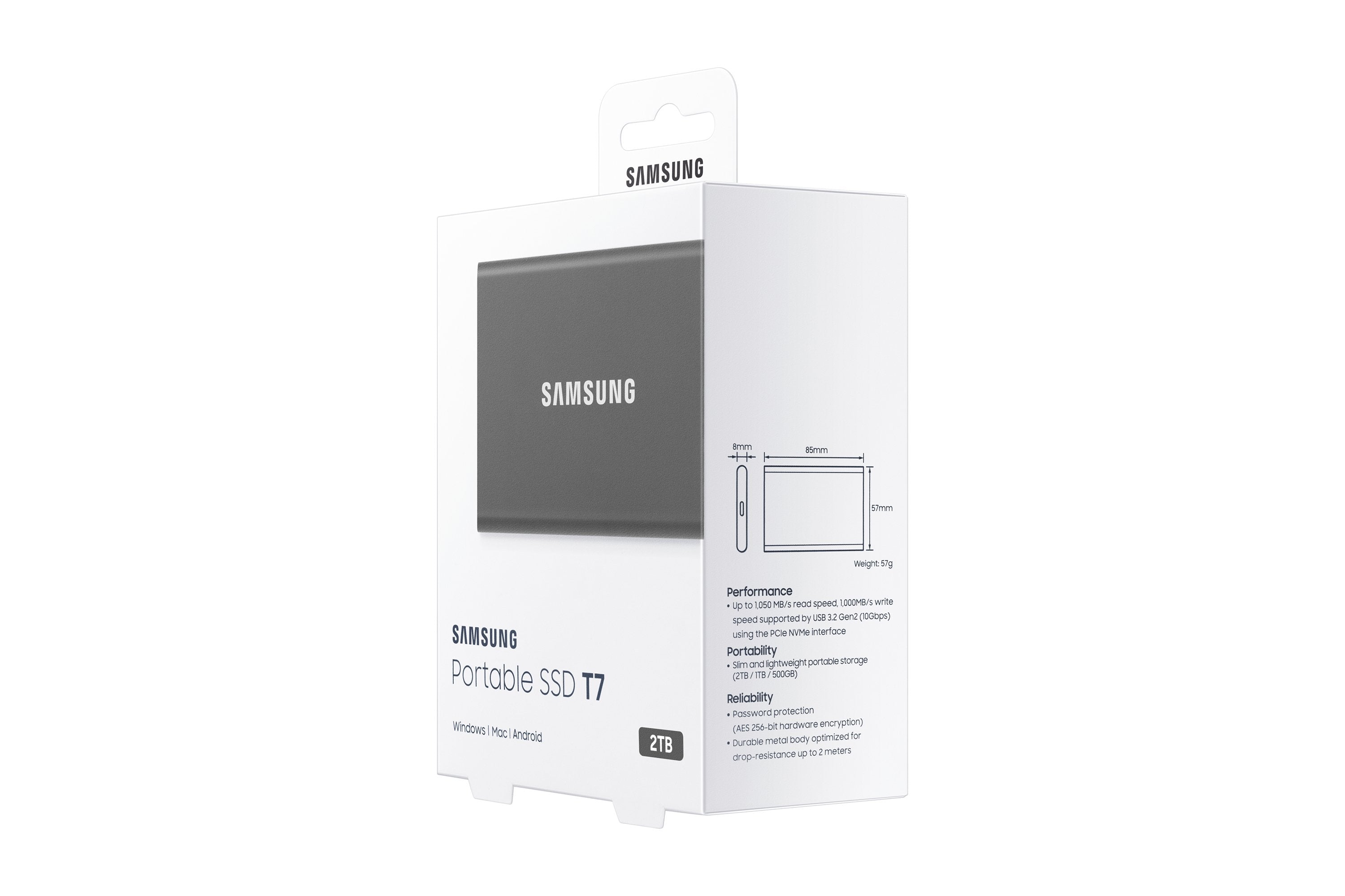 EAN 8806090312380 - Samsung Portable SSD T7 2 TB USB Tipo C 3.2 Gen 2 (3.1 Gen 2) Gris imagen 11