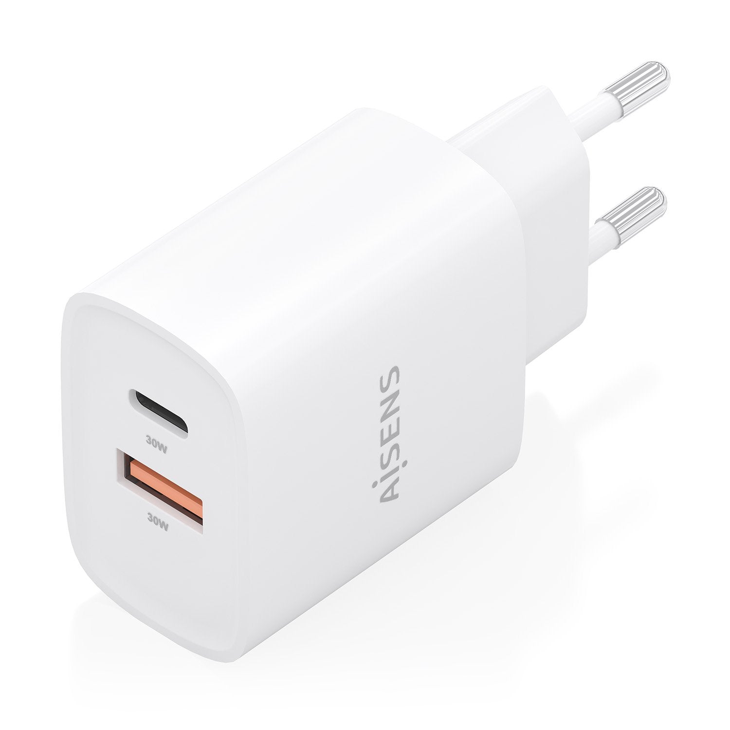 Aisens Cargador Gan 30w, 1xusb-C Pd3.0 Qc4.0, 1xusb-A Qc3.0, Blanco