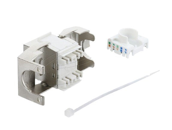 Keystone Modul Rj45 Buchse Zu Lsa Cat.6a Werkzeugfrei Geschirmt Metall Silber Weiss