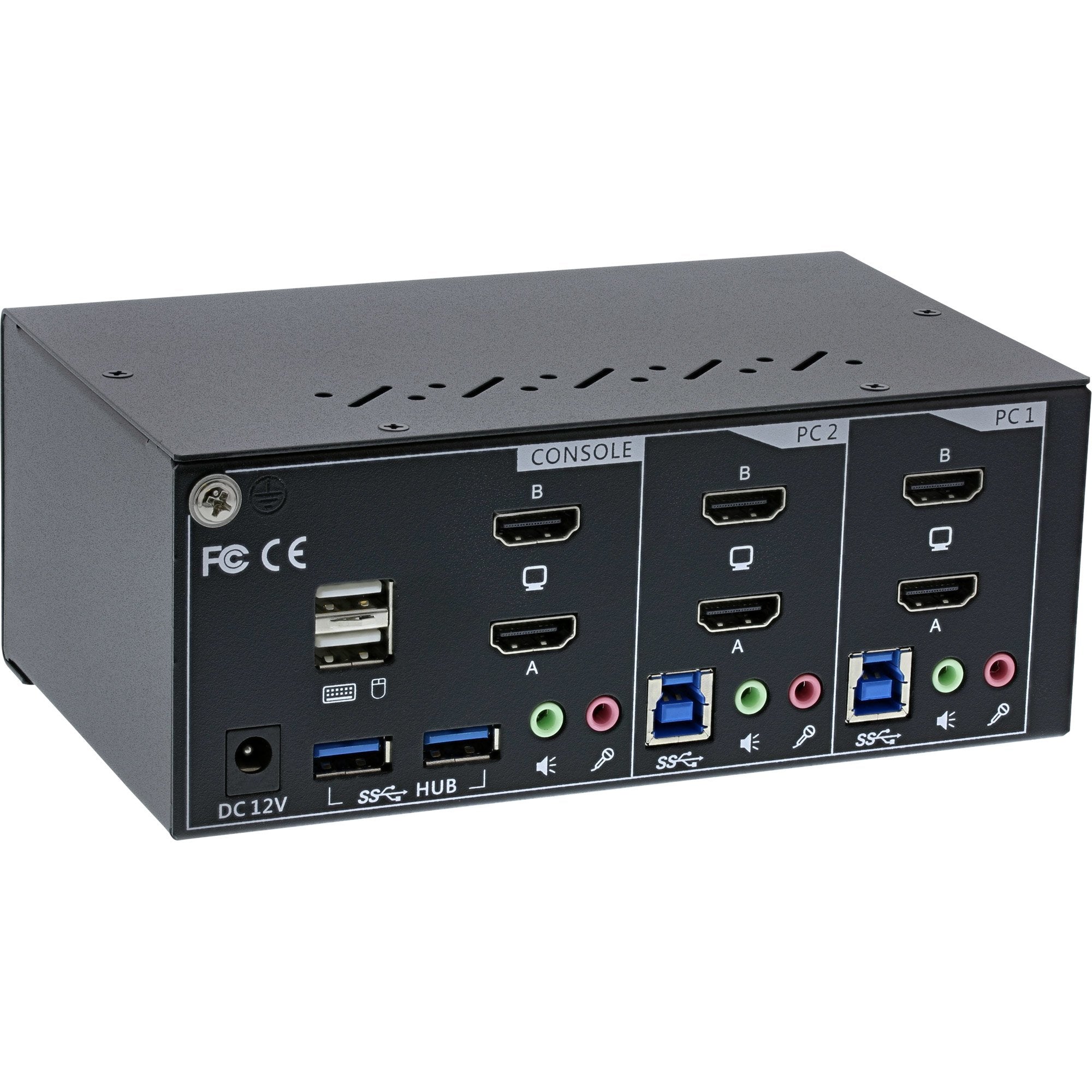 Inline® Kvm Desktop Switch, 2-Port, Dual Monitor, Hdmi 2.0, 4k, Usb 3.0, Audio