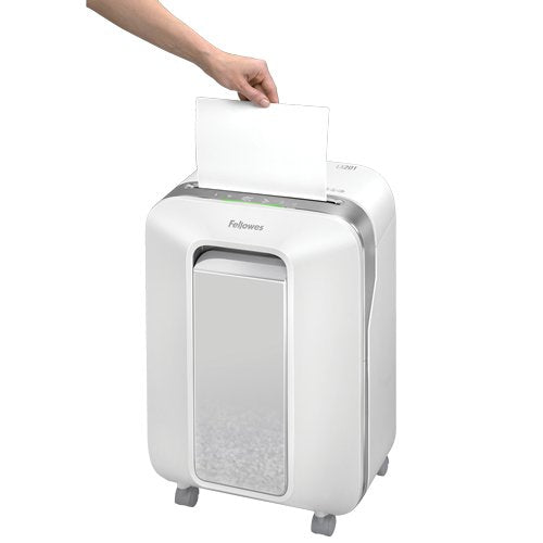 Destructora Fellowes Lx201 Blanca Corte En Partículas 2*12mm Papelera Capacidad 22l Seguridad P-5 Destruye Grapas/T.Credito/Clips