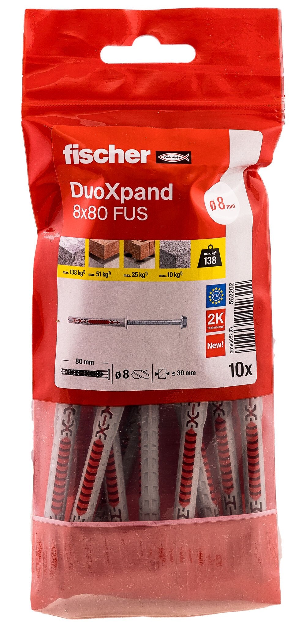 EAN 4048962442304 - Fischer 562202 tornillo de anclaje y taco 10 pieza(s) imagen 2