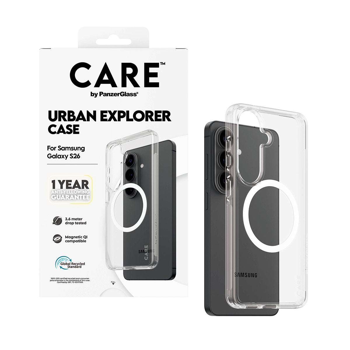 Panzerglass Care Urban Explorer Case Transparentee W. Blanco Qi Samsung Galaxy S26