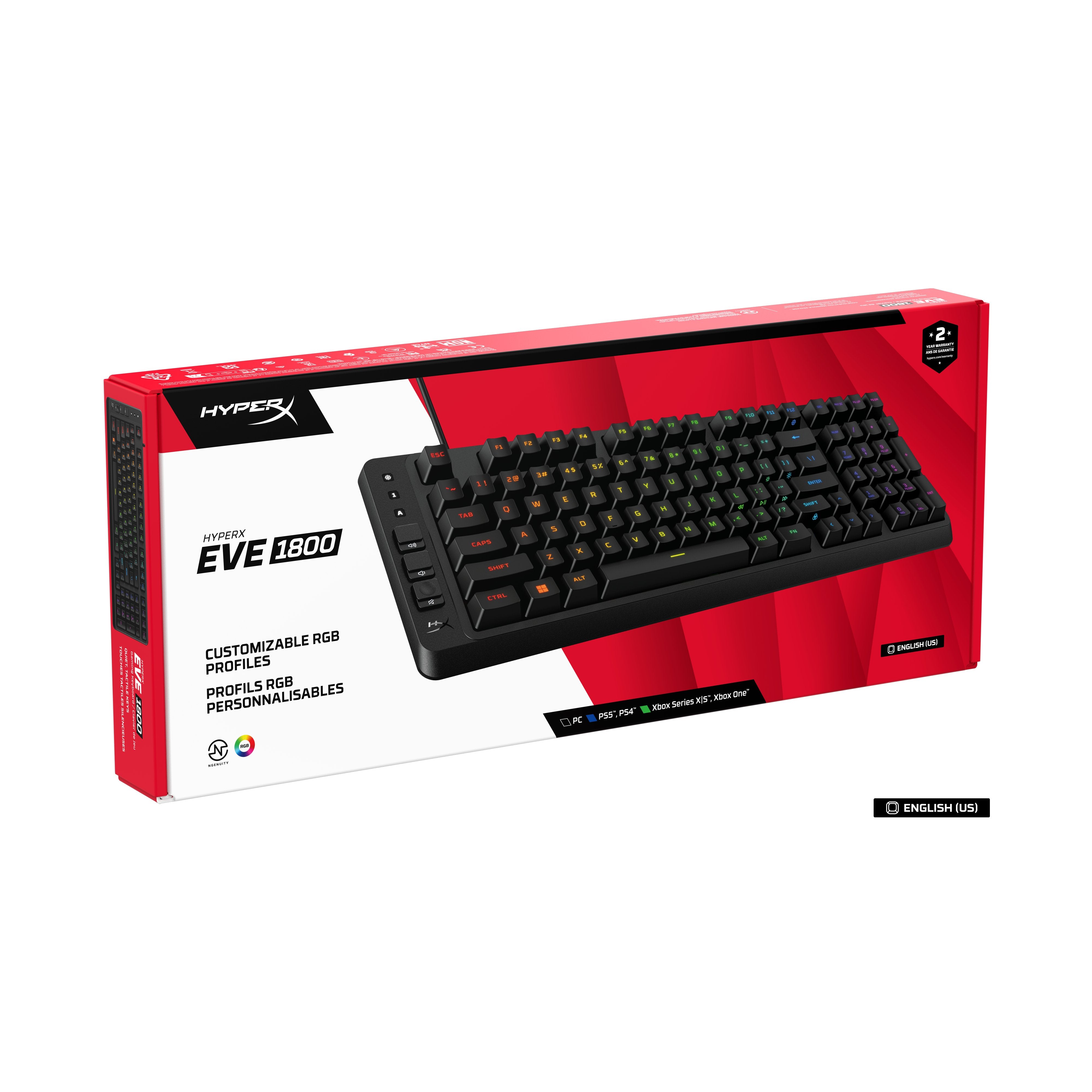 EAN 0198990307855 - HyperX Eve 1800 teclado Juego USB Negro imagen 11