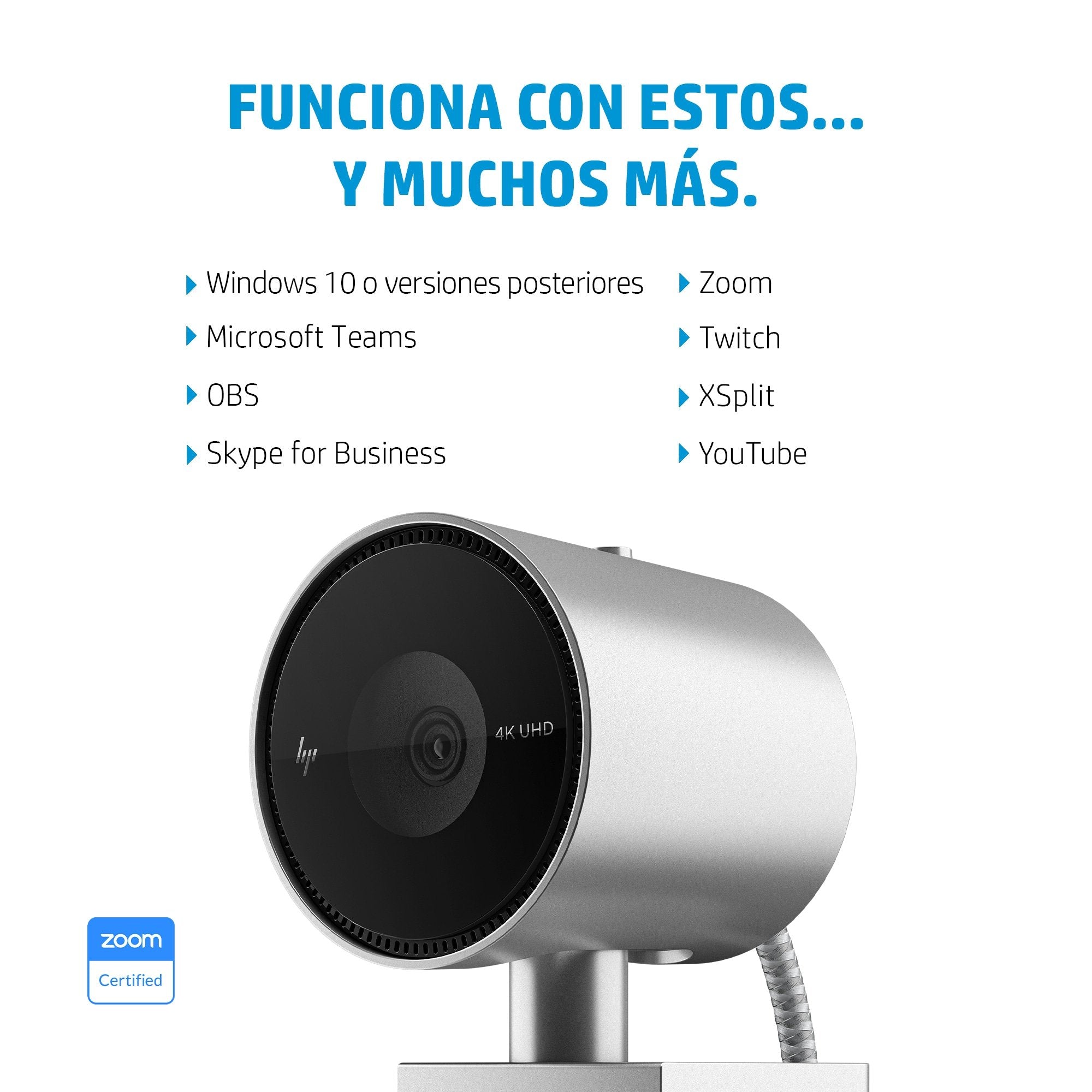 EAN 0196068595685 - HP 950 4K Webcam cámara web 3840 x 2160 Pixeles USB 3.2 Gen 1 (3.1 Gen 1) Negro, Plata imagen 15