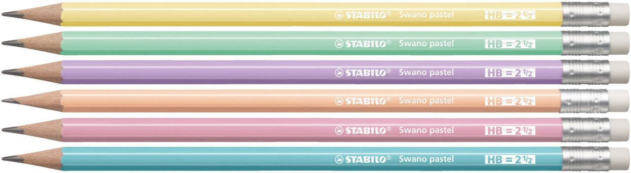 Stabilo Lapiz Grafito Con Goma Swano Pastel Rosa -12u-