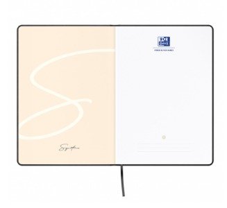 Oxford Cuaderno Cosido Signature 80h A5 1 Línea Cierre C/Goma Tapa Extradura Negro