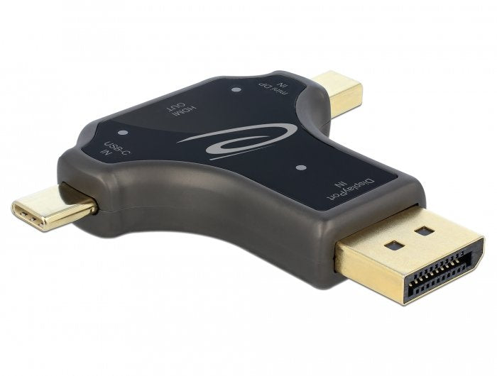 Delock 3 In 1 Monitoradapter Mit Usb-C Displayport Mini Displayport Eingang Auf Hdmi Ausgang Mit 4k 60 Hz