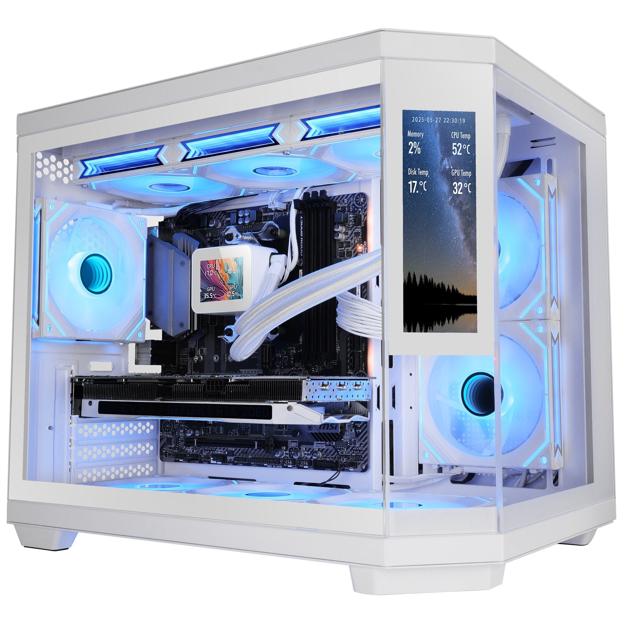 Caja Microatx Mc3t Corelcdm Blanco Mars Gaming M-Atx / Usb-C X1 / Usb 3.0 X1 / Usb 2.0 X1 /2x Hdd + 3x Ssd / Pantalla Ips 7.2''