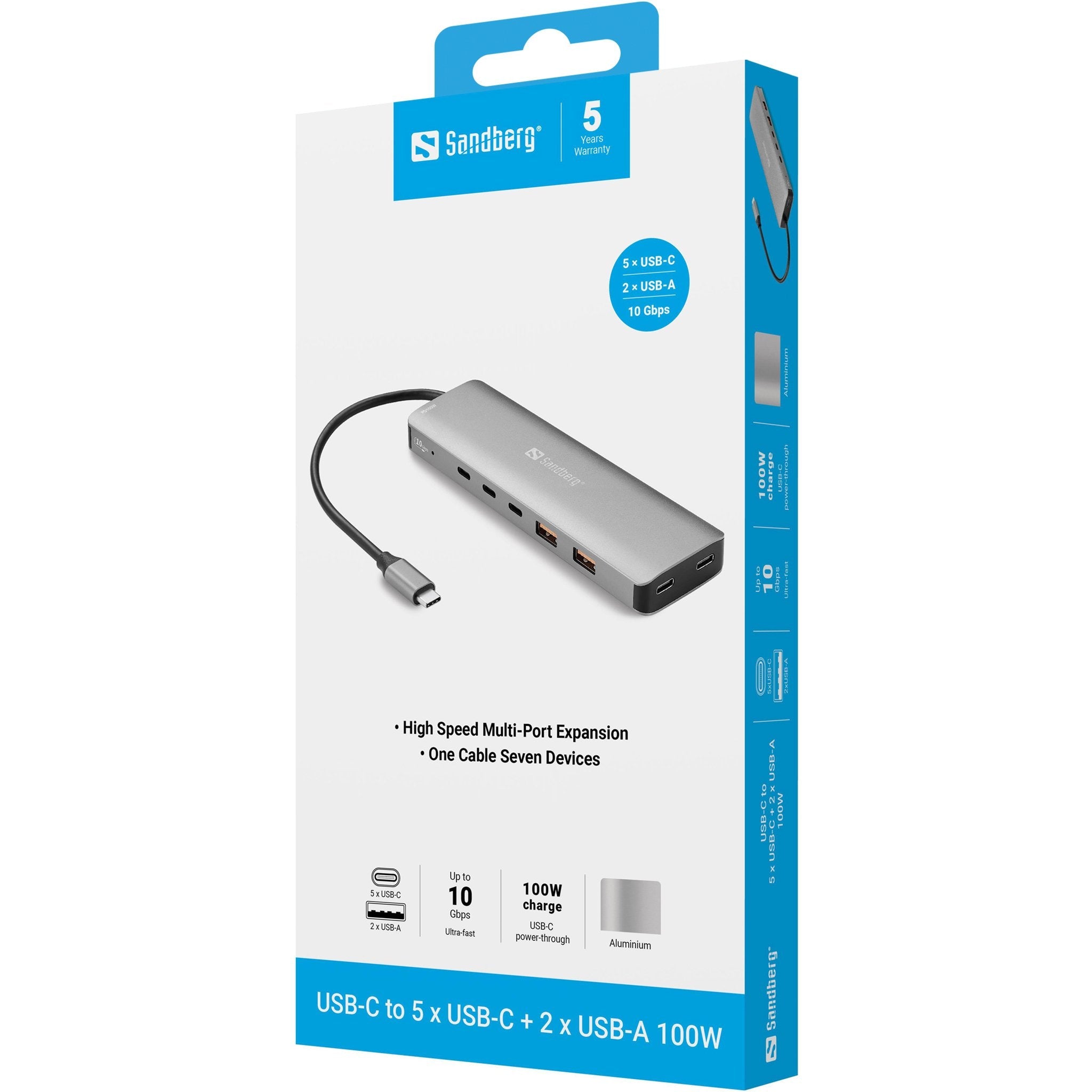 Usb-C To 5 X Usb-C + 2 X Usb-A 100w