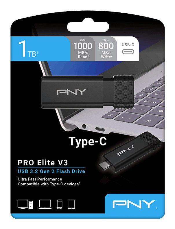EAN 0751492792996 - PNY PRO Elite V3 unidad flash USB 1 TB USB Tipo C 3.2 Gen 1 (3.1 Gen 1) Negro imagen 12