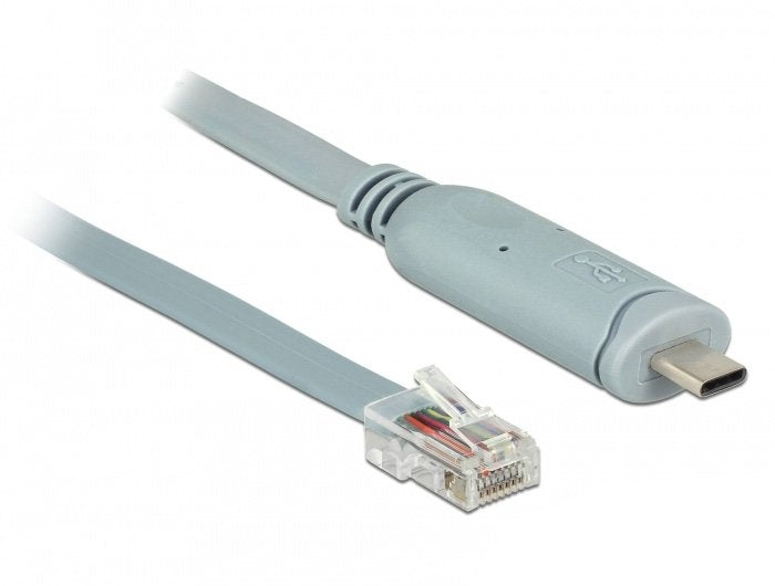 Delock 89917 Adaptador Usb 2.0 Type-C Macho > 1 X Serial Rs-232 Rj45 Macho 0,5 M Gris