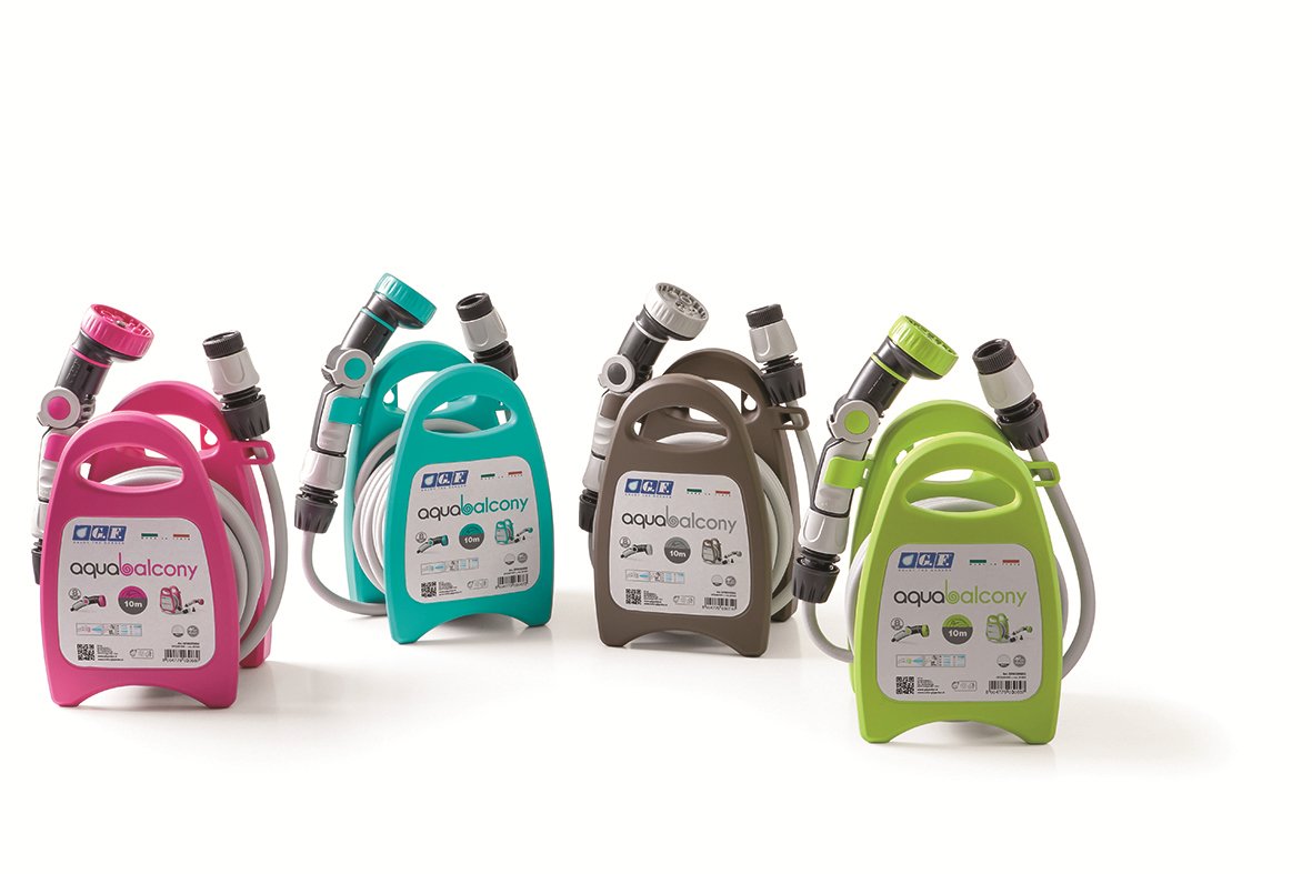 Kit Miniportamanguera Aquabalcony Equipado Con 10m De Manguera, Lanza Ergo 8 Jet Y 2 Racores. Color Azul Gf80265852 Gf