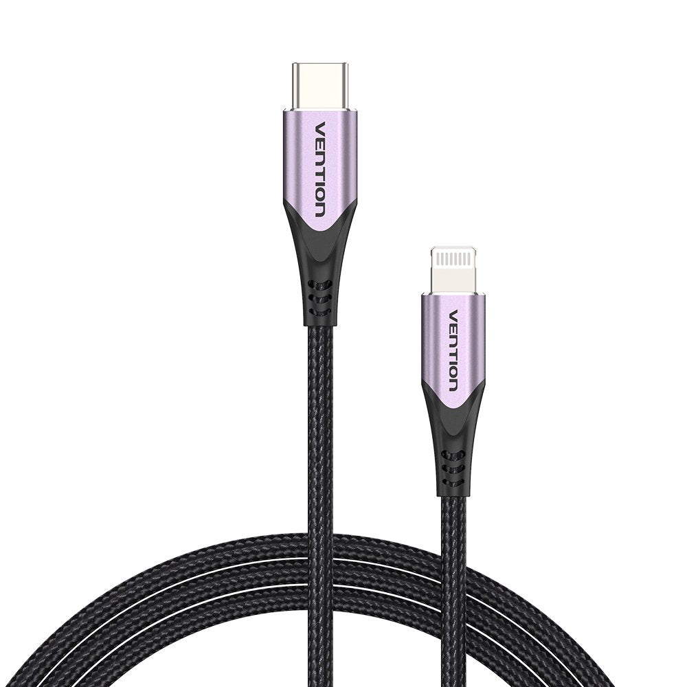 Cable Usb 2.0 Tipo-C Lightning Vention Tacvf Usb Tipo-C Macho Lightning Macho 1m Morado