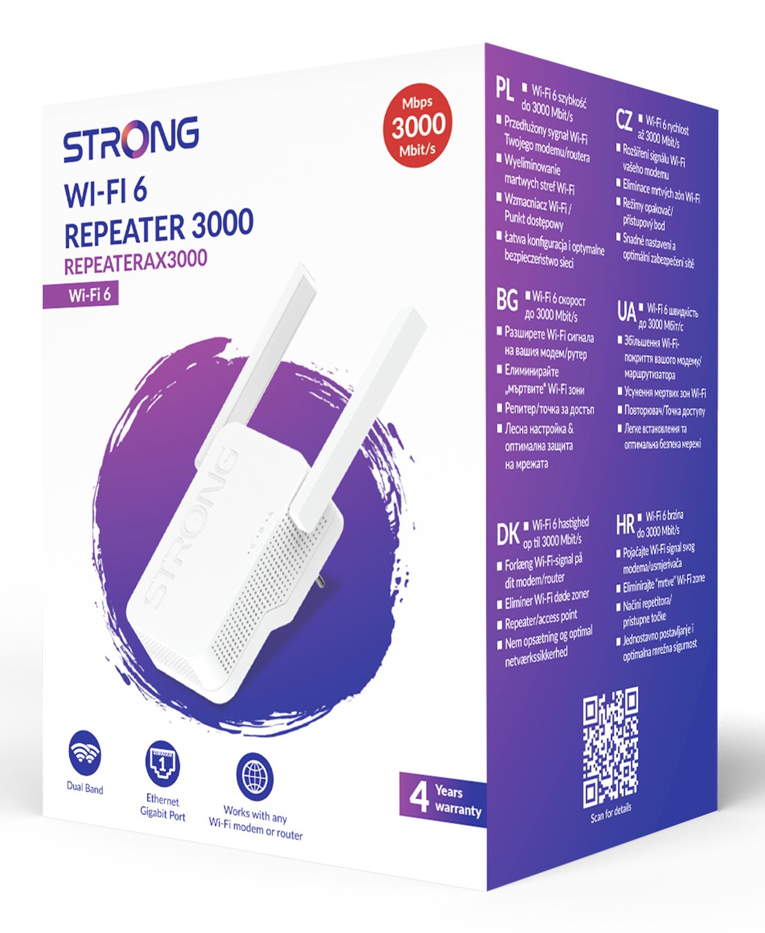 EAN 9120072376832 - Strong AX3000 Repetidor de red 3000 Mbit/s Blanco imagen 6