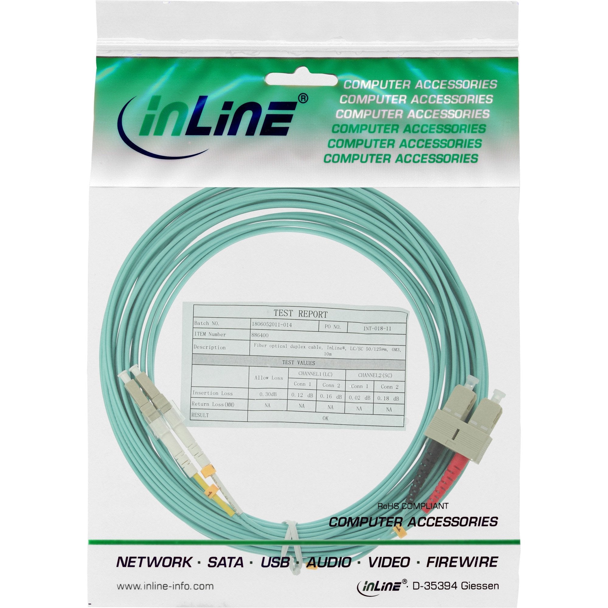Cable Dúplex De Fibra Óptica Inline Lc/Sc 50/125?M Om3 1m