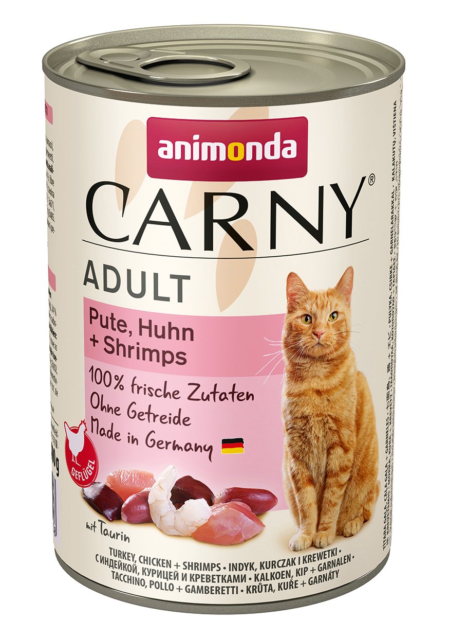 Animonda Carny Adult Sabor: Pavo, Pollo, Camarones - Comida Húmeda Para Gatos - 400g
