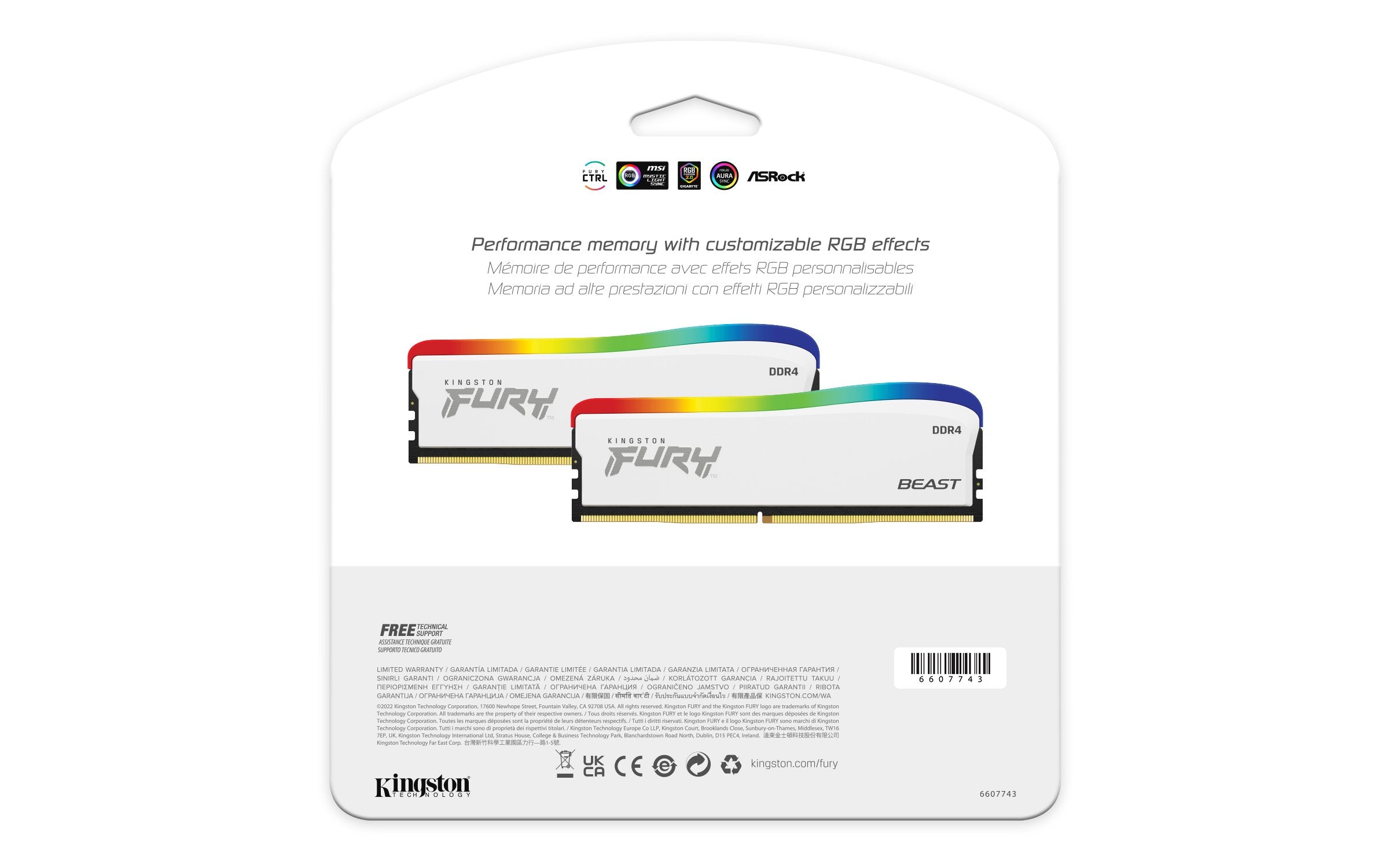 EAN 740617330366 - Kingston Technology FURY Beast RGB Special Edition módulo de memoria 1 x 8 GB 3600 MT/s 288-pin DIMM imagen 5