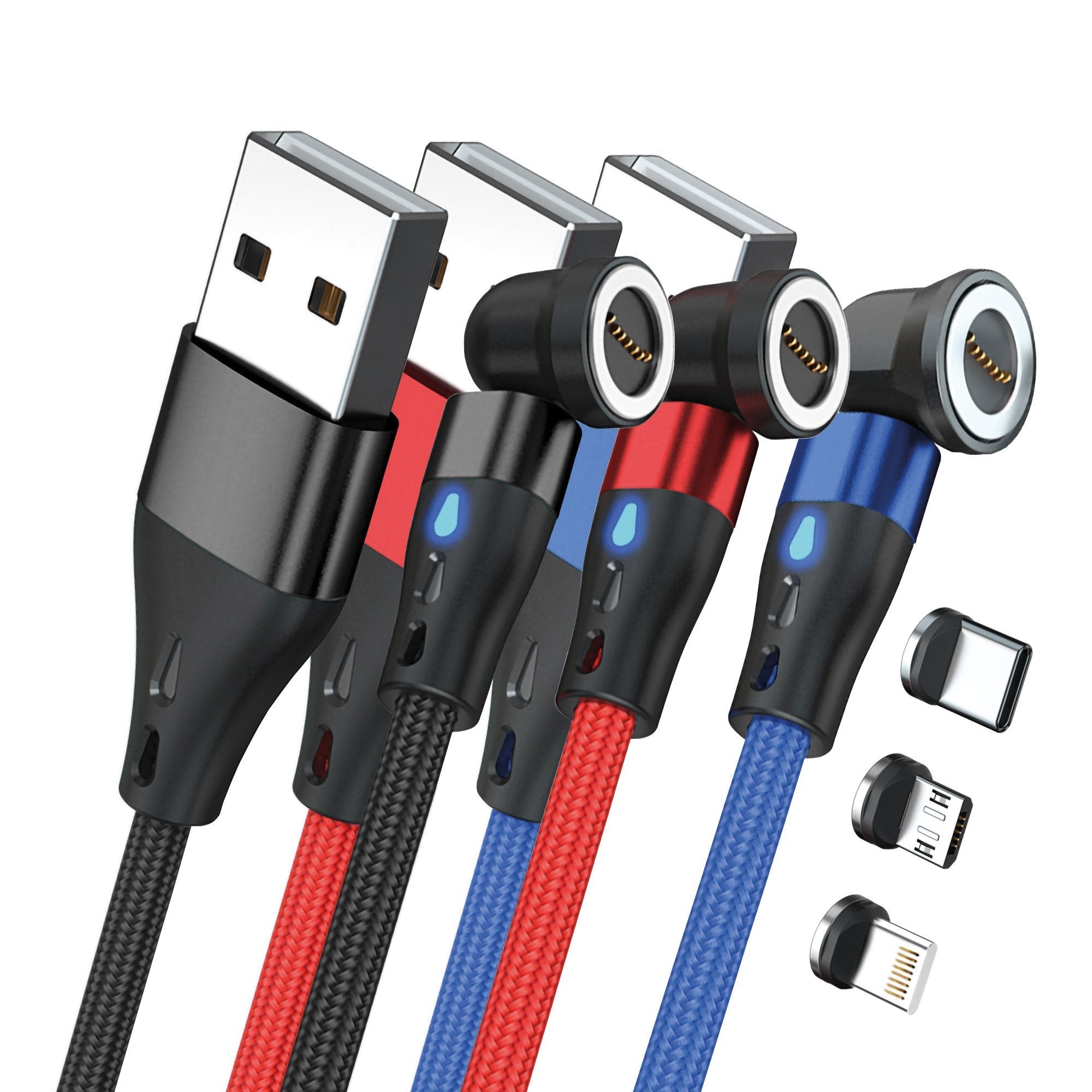 Realpower Magnetic Cable 3 Amp Set,1m,3 Cable Con Adaptern