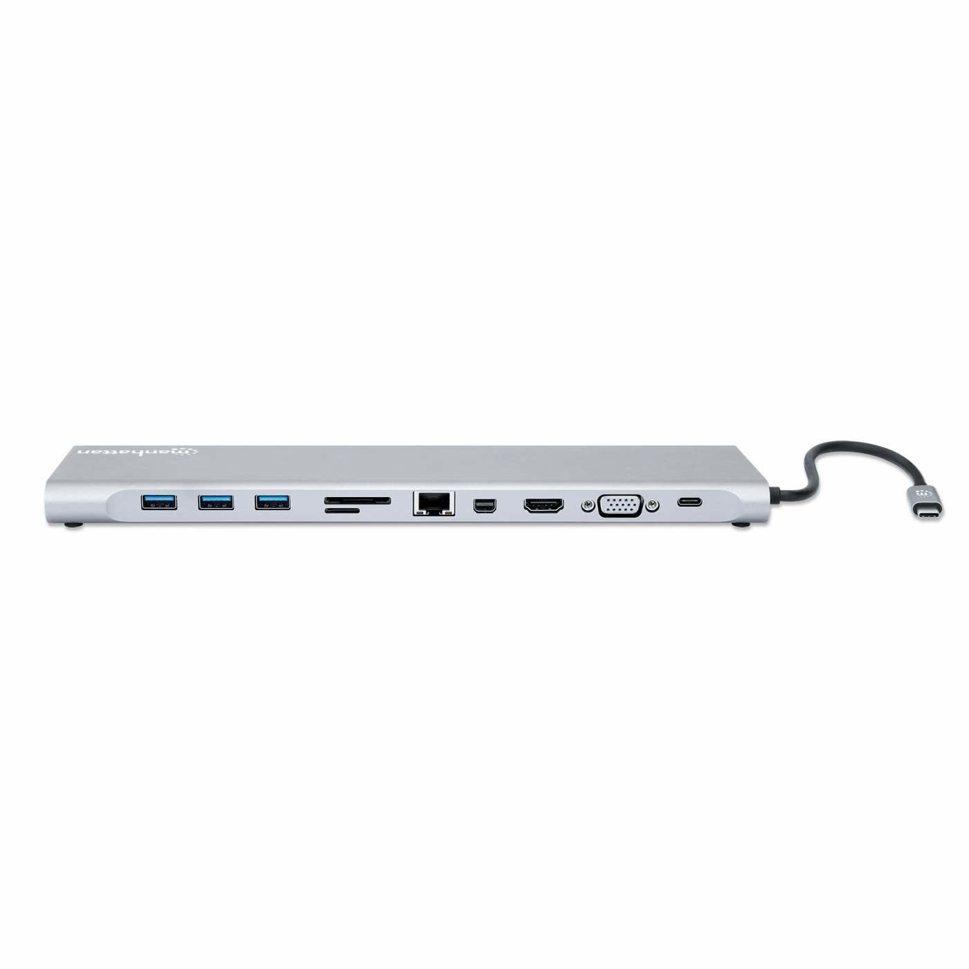 Manhattan 130578 Base Para Portátil Y Replicador De Puertos Alámbrico Usb 3.2 Gen 1 (3.1 Gen 1) Type-C Aluminio