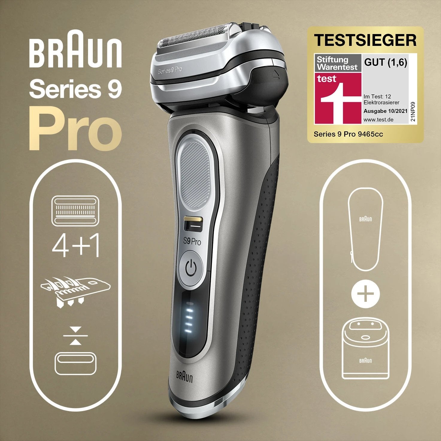 Braun Series 9 Pro 9485cc Máquina De Afeitar De Láminas Recortadora Negro, Plata