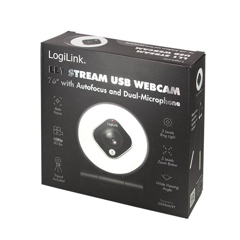 Logilink Ua0384 Cámara Web 2 Mp 1920 X 1080 Pixeles Usb 2.0 Negro, Blanco