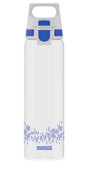Botella Sigg Total Clear One Myplanet "Blue" 0,75 L Transparente/Azul Oscuro, Cierre Con Una Sola Mano One
