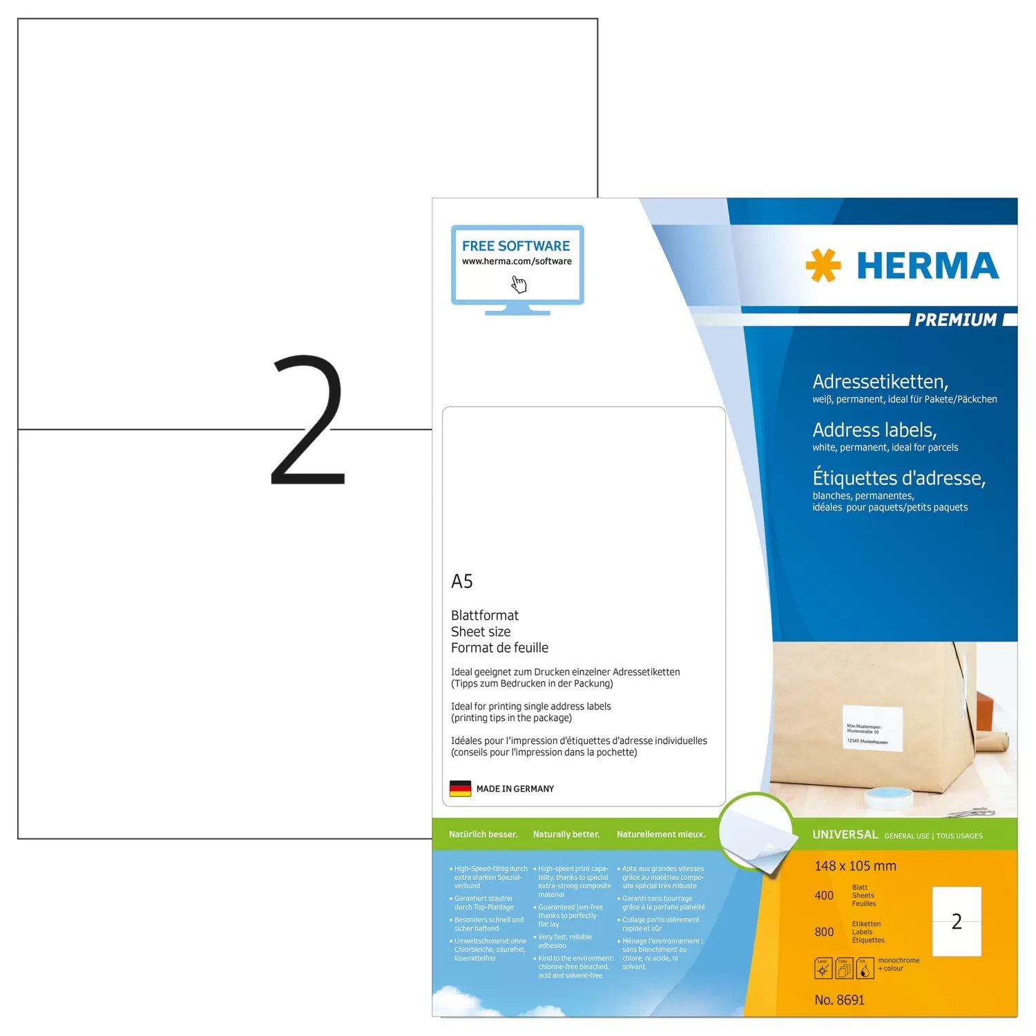 EAN 4008705086912 - HERMA 8691 etiqueta para dirección Blanco imagen 1