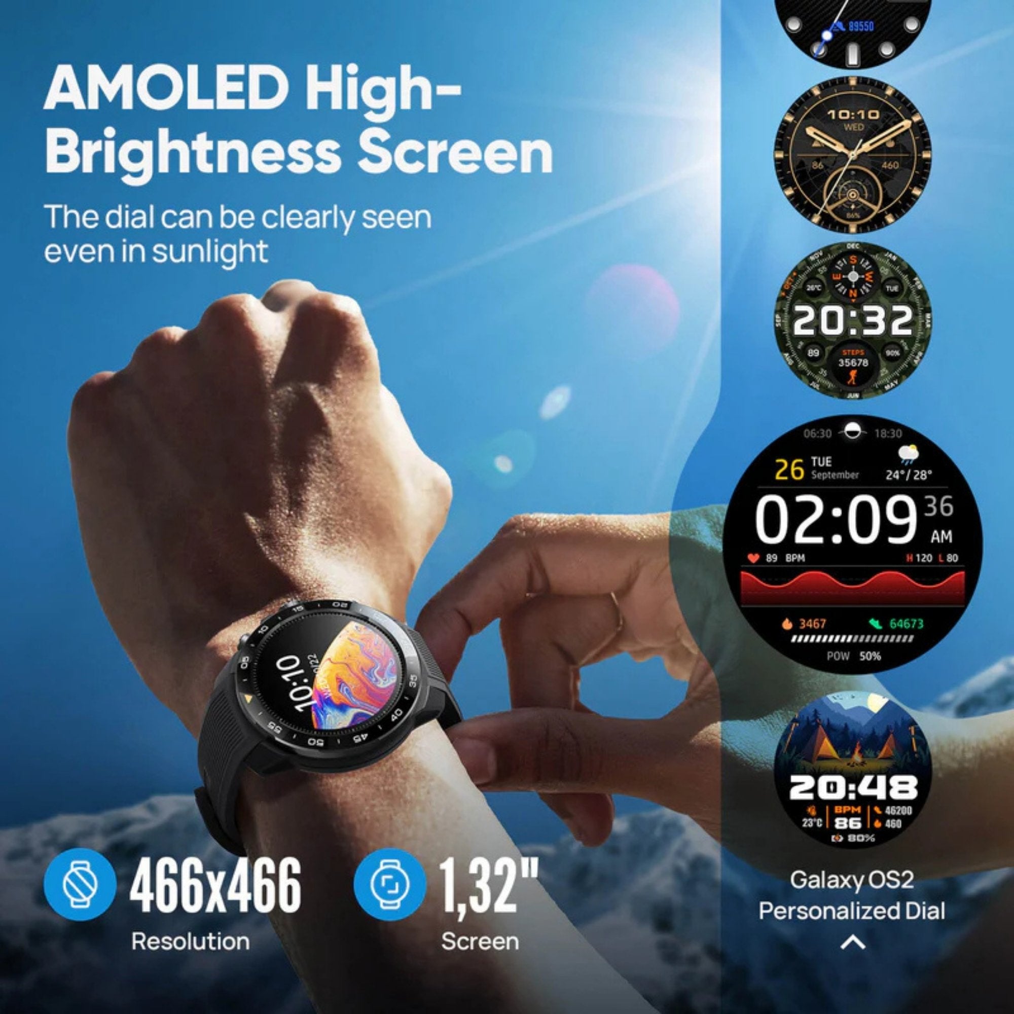 Smartwatch Mibro Gs Explorer S Smartwatch - 1,32" Amoled · 10atm · Bt. 5.3 · Bat. 460mah · Gps · Negro · Correa Extra