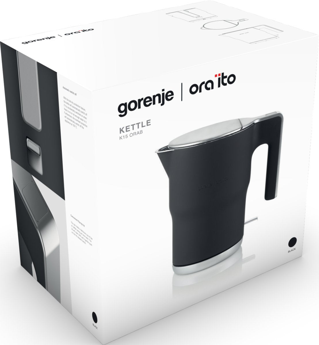 EAN 3838782129650 - Gorenje K15ORAB tetera eléctrica 1,5 L 2400 W Negro imagen 4
