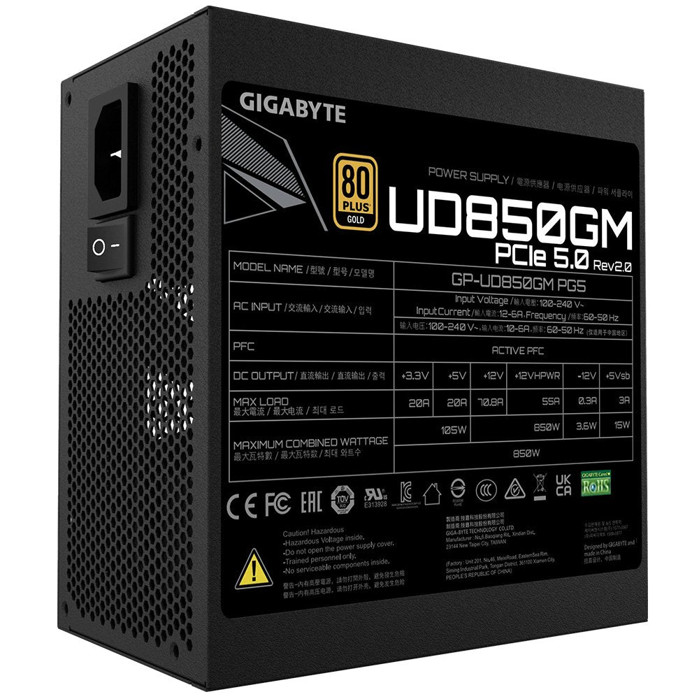 EAN 4719331555993 - GIGABYTE UD850GM PG5 V2 unidad de fuente de alimentación 850 W 20+4 pin ATX Negro imagen 5