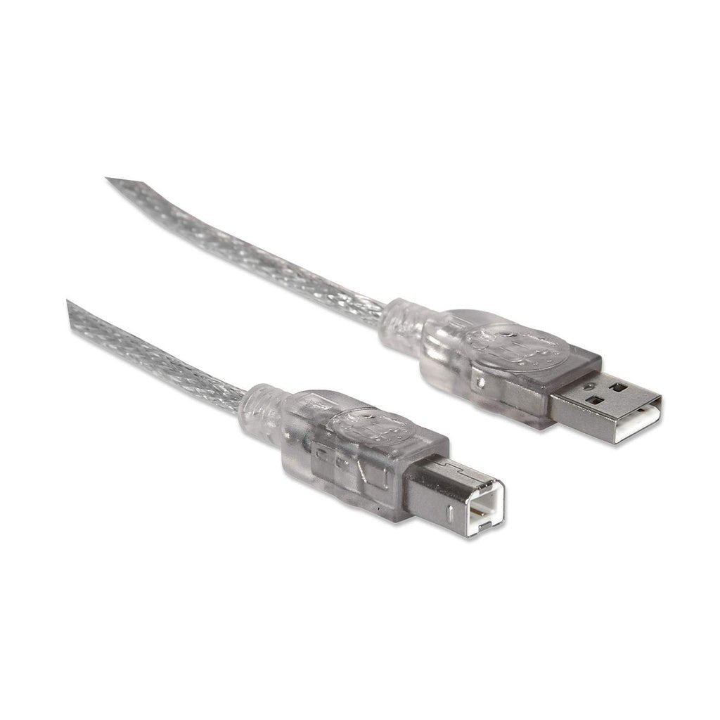 Manhattan Cable Usb B Usb 2.0, Impresora, 480 Mbps, 1,8 M Plateado Translúcido