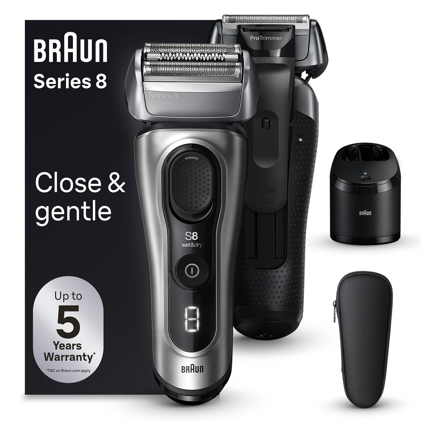 EAN 7500435218207 - Braun Series 8 8567cc Máquina de afeitar de láminas Recortadora Negro, Plata imagen 1