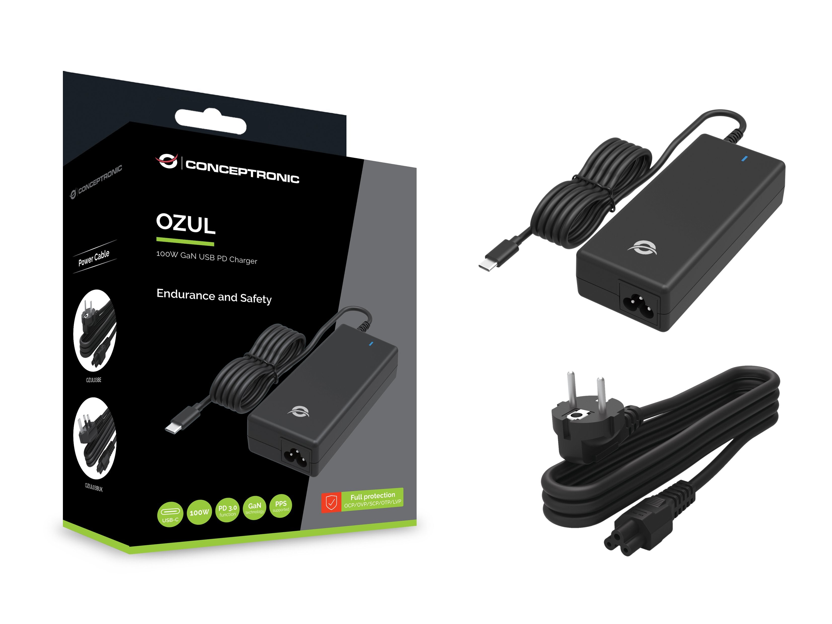 EAN 4015867230688 - Conceptronic OZUL03BE adaptador e inversor de corriente Interior 100 W Negro imagen 5