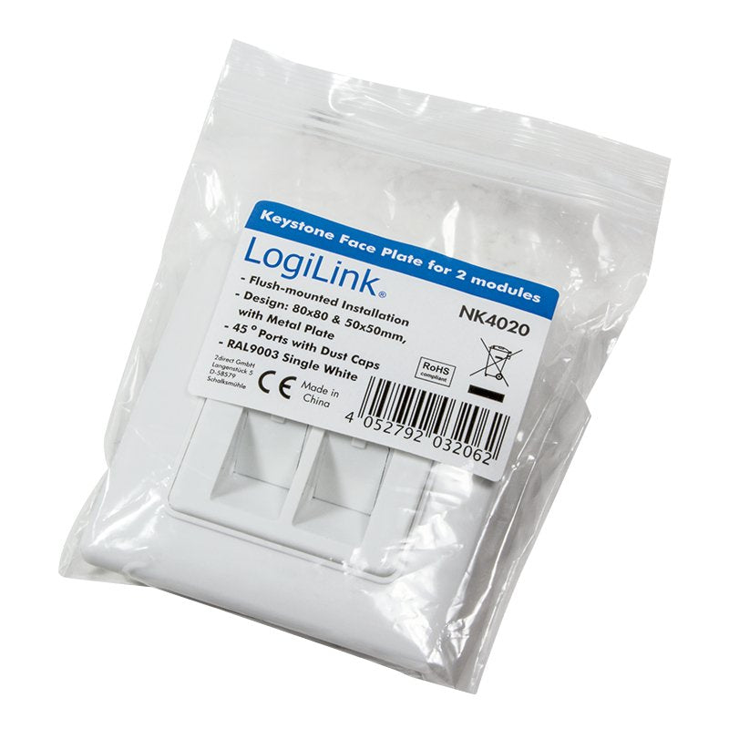 EAN 4052792032062 - LogiLink NK4020 toma de corriente 2 x RJ-45 Blanco imagen 4