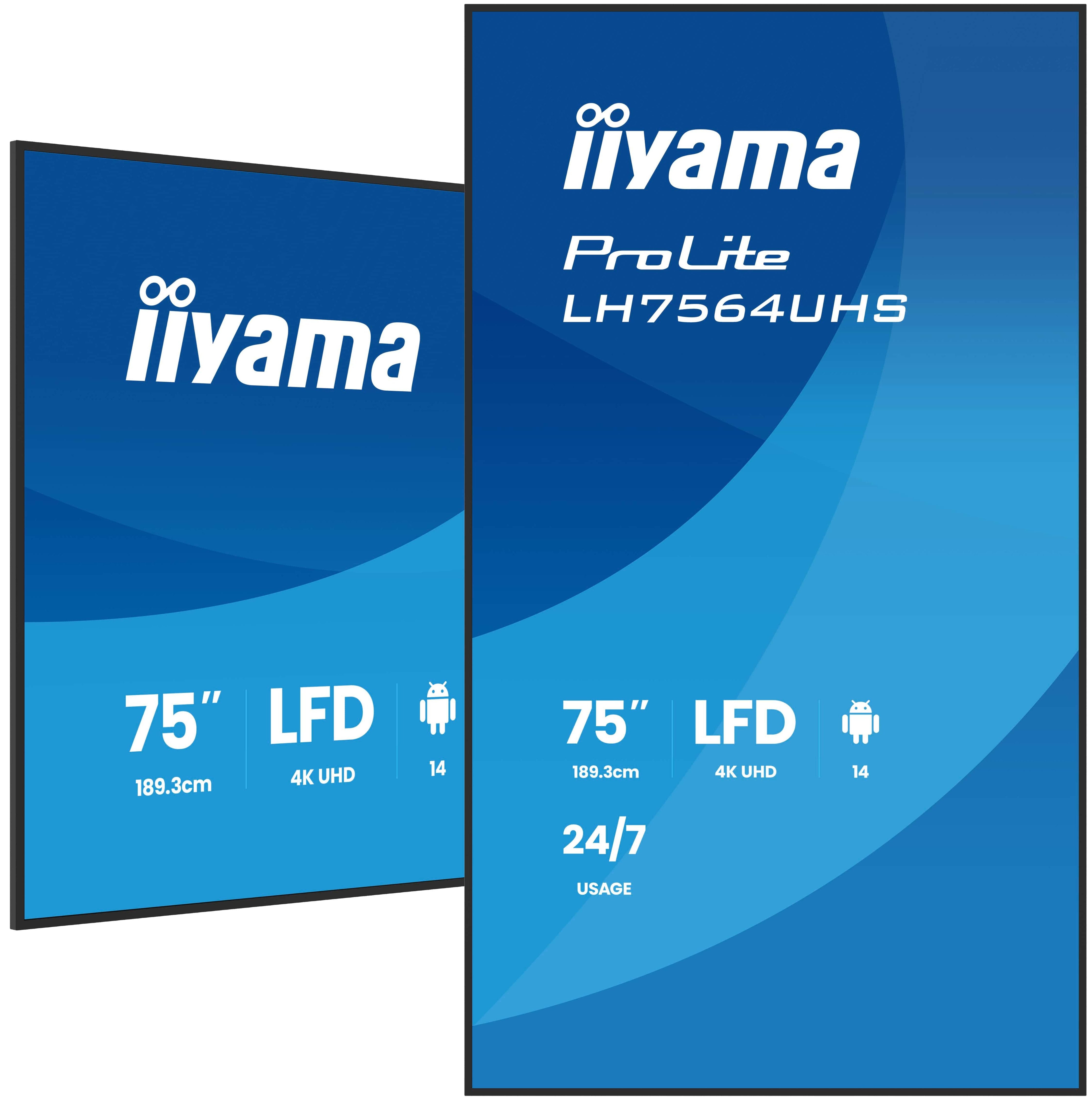 EAN 4948570125333 - iiyama LH7564UHS-B1AG pantalla de señalización Pantalla plana para señalización digital 190,5 cm (75") Wi imagen 1
