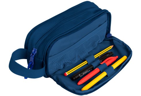 Oxford B-Smart Estuche Portatodo - 3 Compartimentos - Asa Lateral - Fabricado En Material Reciclado - Color Azul