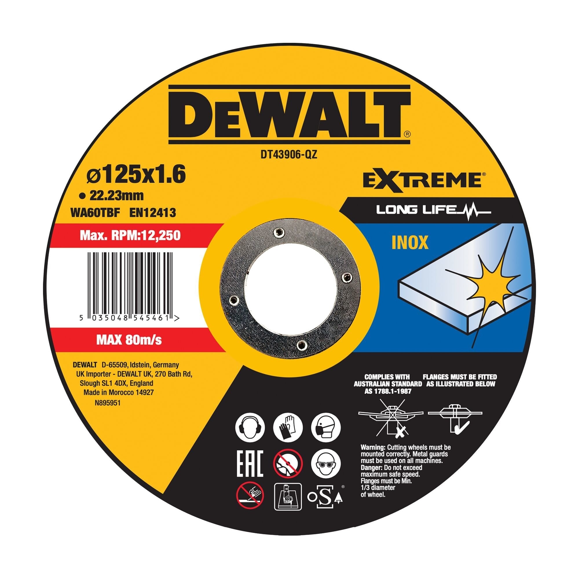 Dewalt Dt43906-Qz Metall-Trennscheibe 125mm