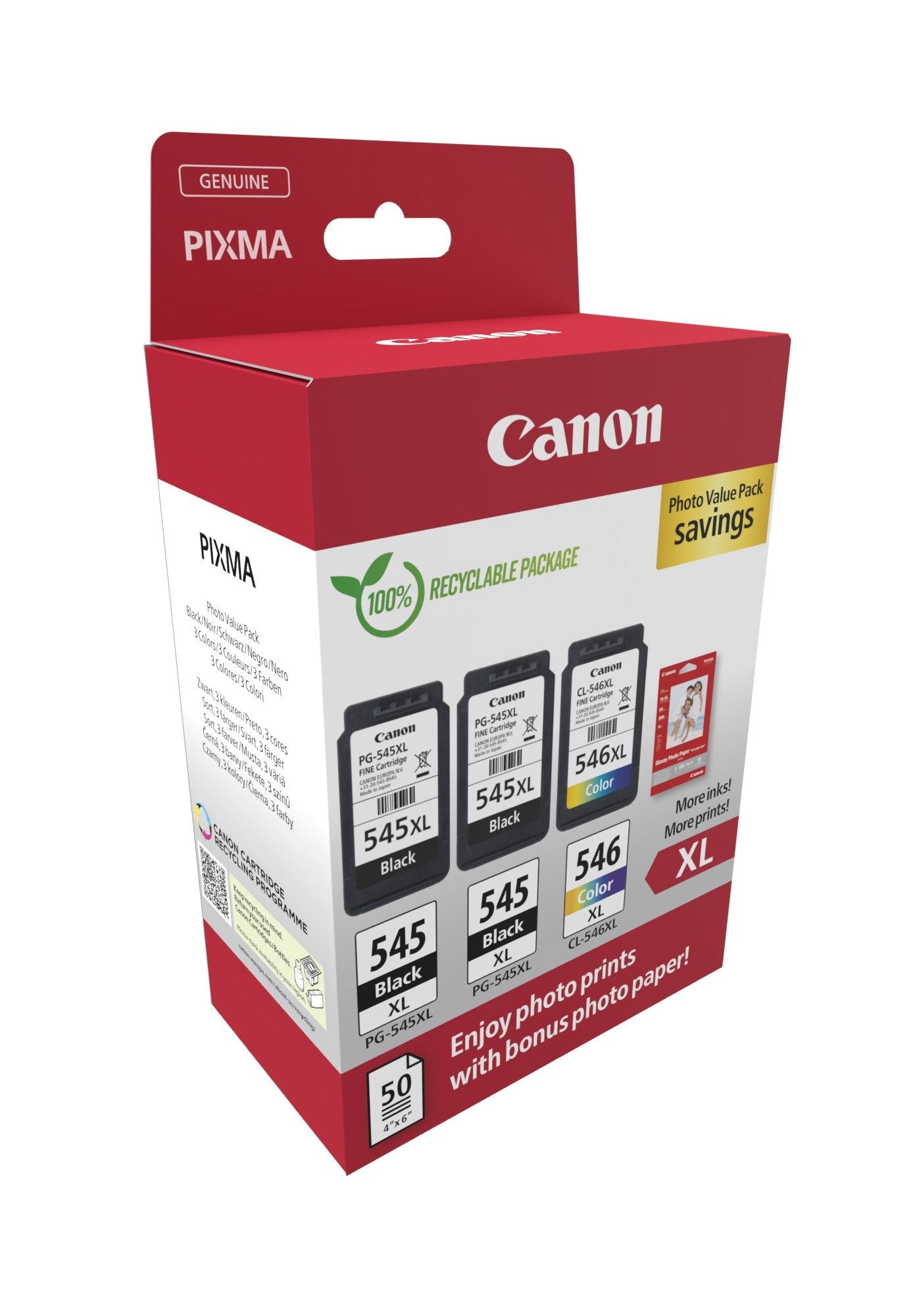 EAN 8714574680040 - Canon 8286B015 cartucho de tinta 3 pieza(s) Original Alto rendimiento (XL) Negro, Cian, Magenta, Amarillo imagen 2