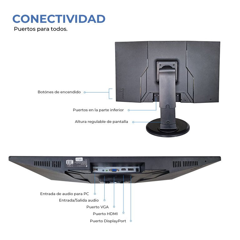 Monitor Punto Informatico Pip2700v 27" Fhd Vga Hdmi Dp Usb Webcam Mm Pivot