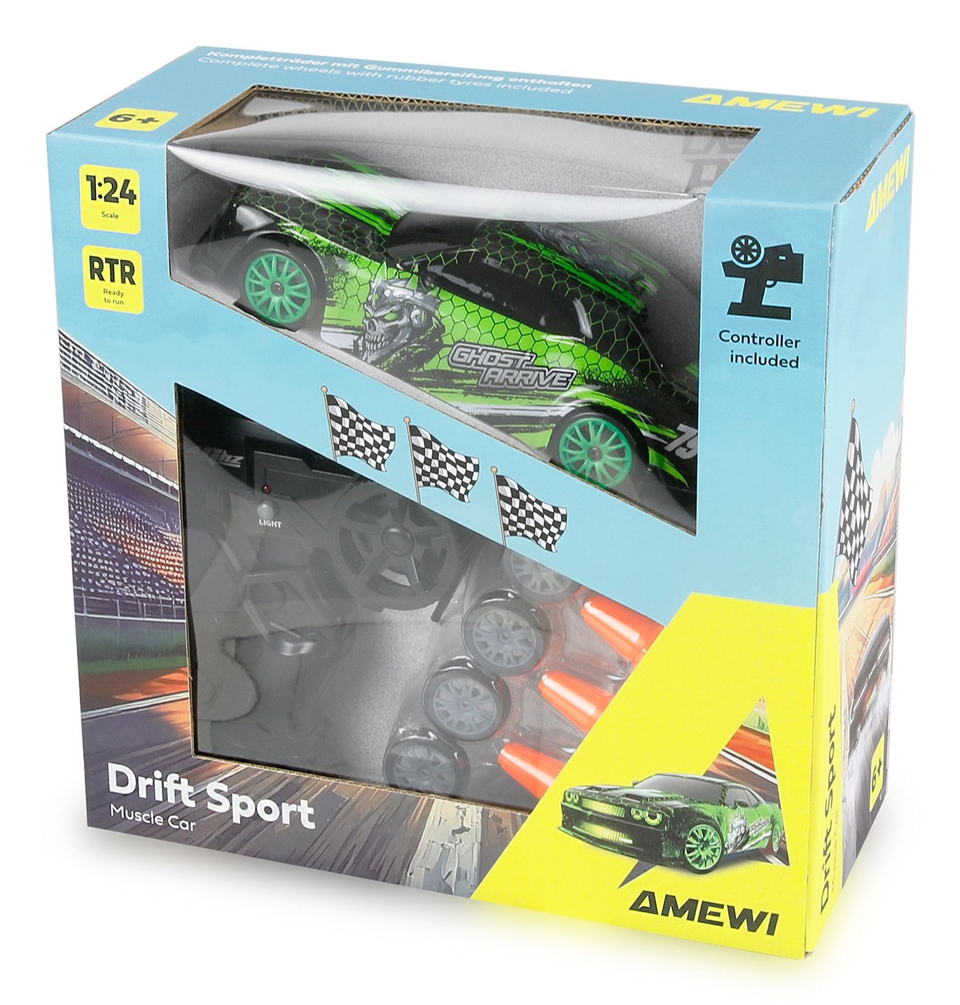 Amewi Drift Sport Muscle Car 4wd 1:24 Rtr Verde 6+