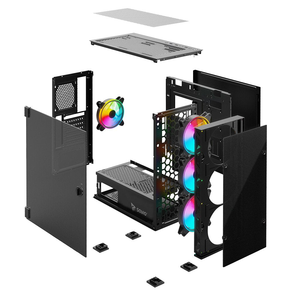 EAN 5901986046318 - Savio PC Case Prime X1 ARGB Glass Black Midi Tower Negro imagen 5